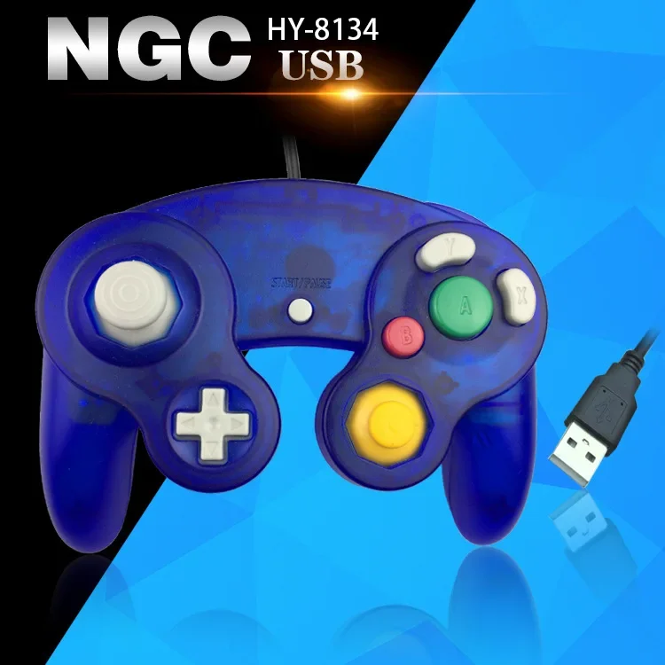 Retro Gaming Tablet - เกมย้อนยุคสำหรับคอนโทรลเลอร์เกมคิวบ์ USB แบบมีสายจอยสติ๊กสำหรับนินเทนโด NGC GC คอนโทรลเลอร์สำหรับ
