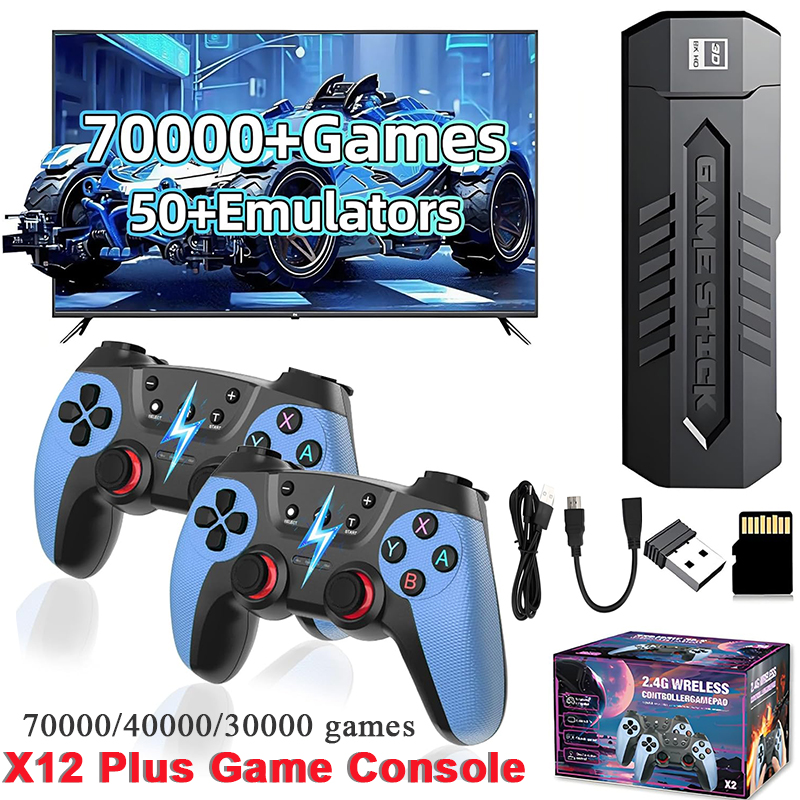 Retro Gaming System - X2 รีโทรเกมสติ๊ก 128GB 70000/30000+ เกมไร้สายคอนโทรลทีวีคอนโซลวิดีโอเกมพกพาสำหรับ PS1/N64/GBA