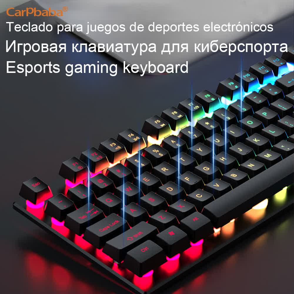 Retro Gaming Uk - Carpbaba คีย์บอร์ด GX305A ย้อนยุคคีย์บอร์ดกลไกพังค์สีฟ้าสีดำสวิตช์104ปุ่ม USB คีย์บอร์ดเกมแบบมีสาย
