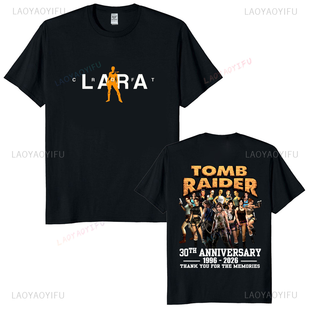 Retro Gaming T Shirt - เสื้อยืดวินเทจทอมบ์ไรเดอร์ฉลองครบรอบ 30 ปี รุ่นยูนิเซ็กซ์ ปี 1996-2026