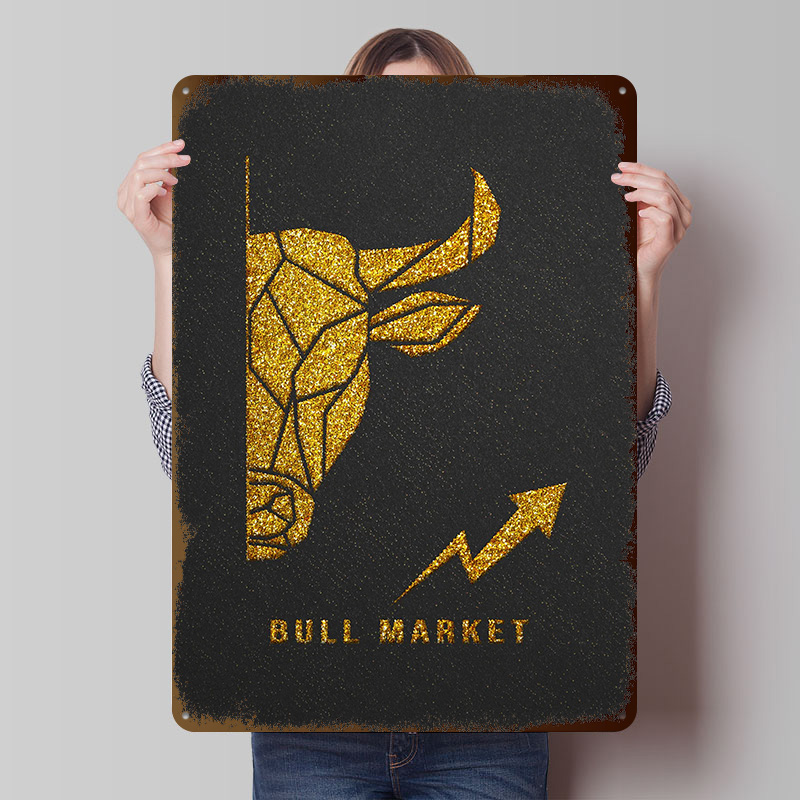 Retro Gaming Market - โปสเตอร์พิมพ์ลายตลาดกระทิงทอง งานศิลปะตกแต่งผนังแบบกำหนดเอง ป้ายโลหะวินเทจย้อนยุคสำหรับตกแต่งบ้าน ห้องแมนเคฟ ตกแต่งภายในห้องเล่นเกม