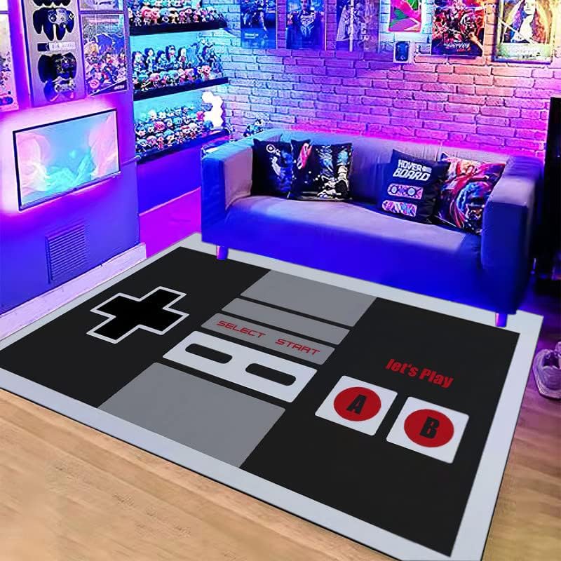 Retro Gaming Theme - พรมลายคอนโทรลเลอร์ NES สไตล์วินเทจ, แผ่นรองกันลื่นพร้อมคำพูด 