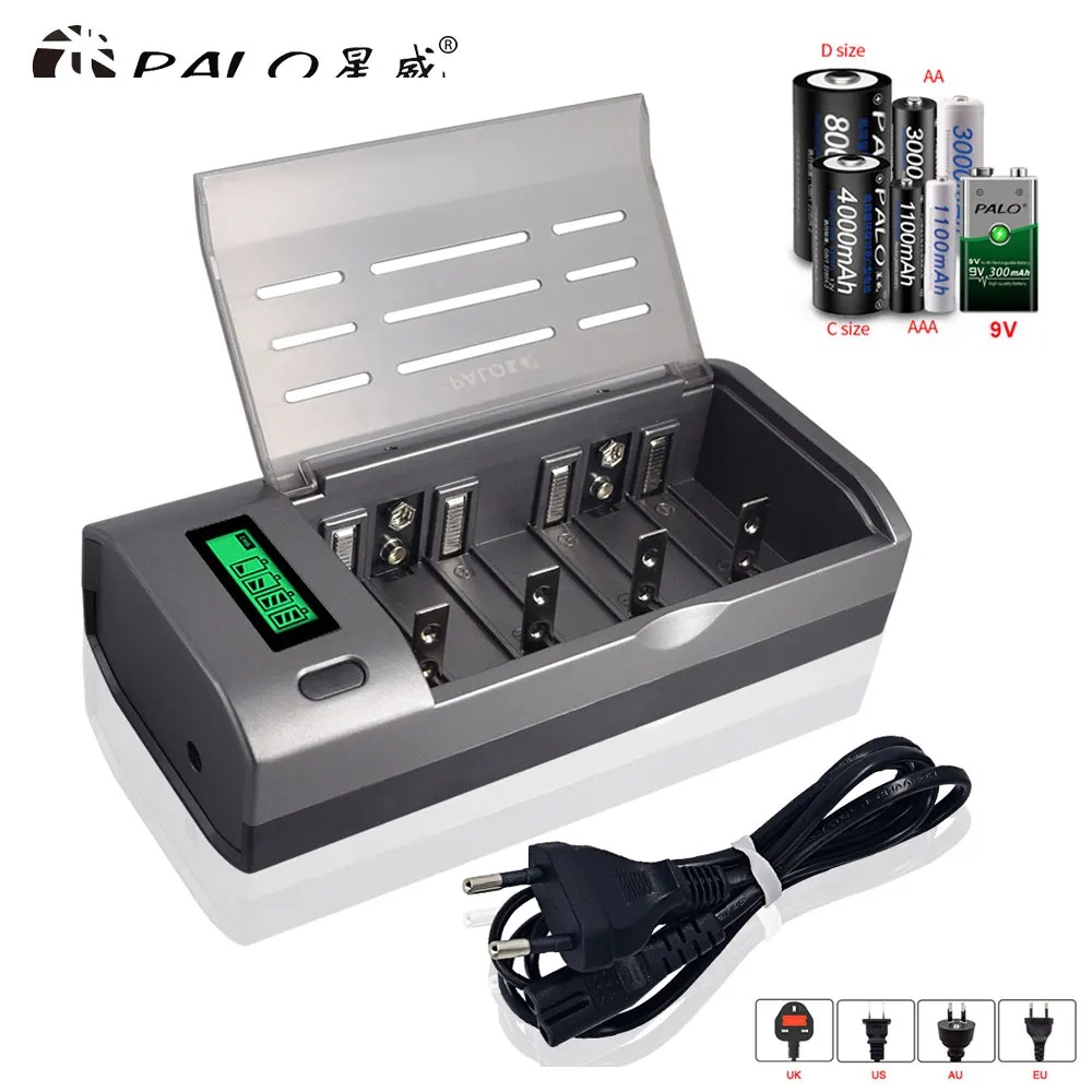 Rechargeable Battery Aa - PALO 4 ช่องจอแสดงผล LCD เครื่องชาร์จอัจฉริยะสำหรับ 1.2V