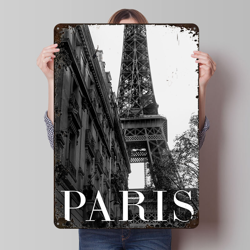 Retro Gaming Paris - โปสเตอร์พิมพ์ลายปารีส งานศิลปะติดผนังแบบปรับแต่งได้ ป้ายโลหะสไตล์เรโทร วินเทจ สำหรับตกแต่งบ้าน ห้องเล่นเกม