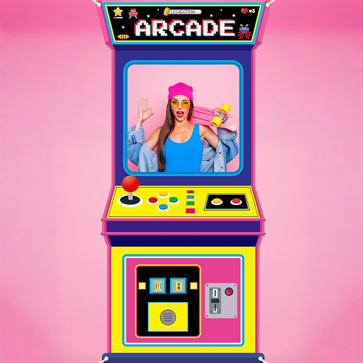 ฉากหลังถ่ายรูปเกมอาร์เคดสไตล์เ - Background Retro Gaming บทวิจารณ์และราคา