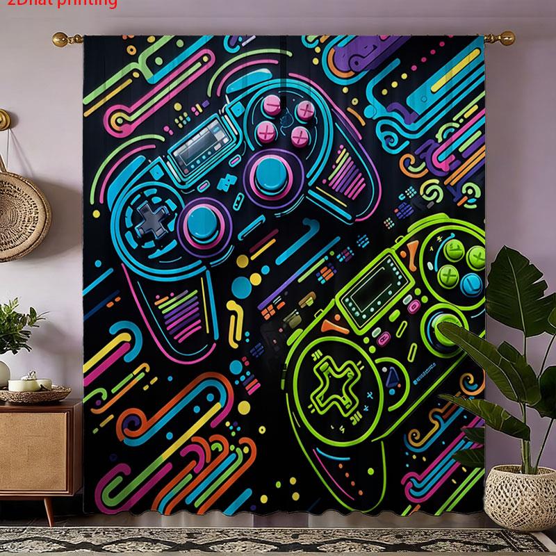ผ้าม่านเกมมิ่ง 2 ชิ้น สไตล์นีอ - Background Retro Gaming บทวิจารณ์และราคา
